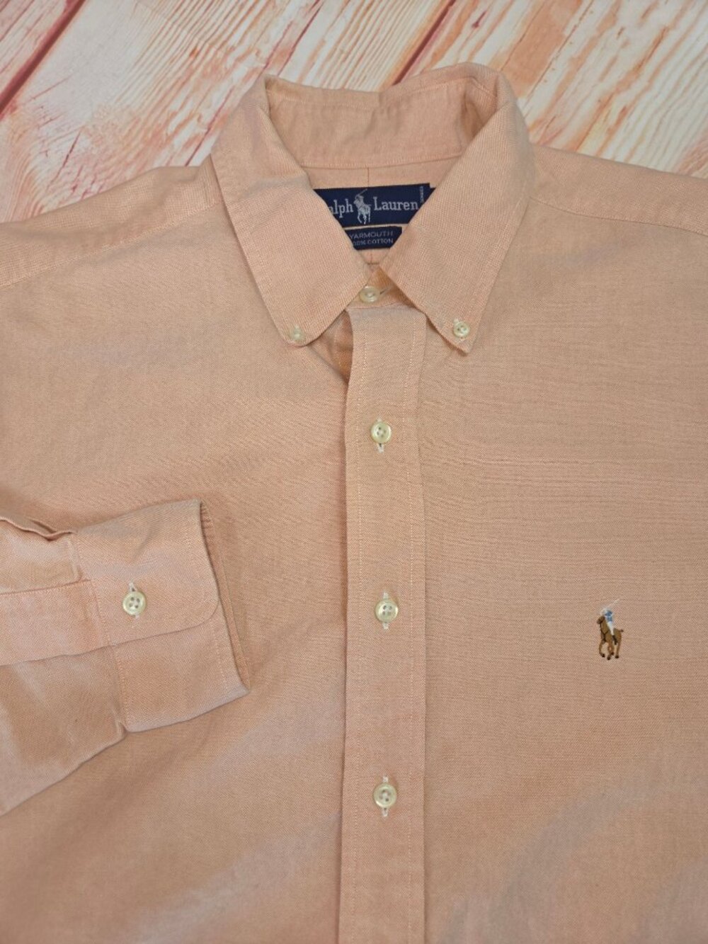 Ralph Lauren Yarmouth Peach Long Sleeve Dress Shirt 16.5-34